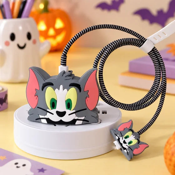 Silicone Charger Cover for 18–20W USB-C Adapters – Assorted Designs — Halloween scene